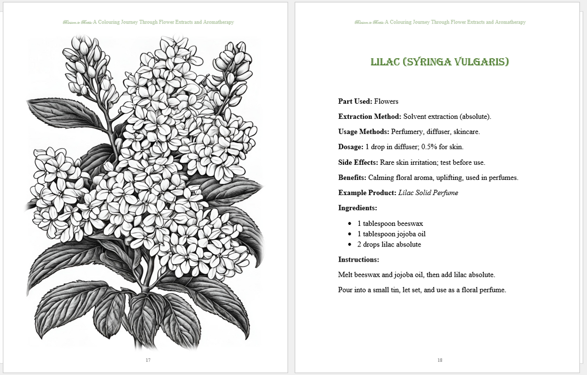 Blossom to Bottle: Floral Aromatherapy Colouring