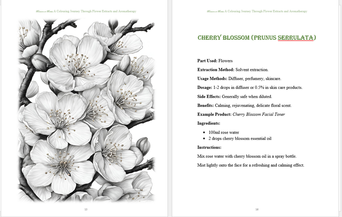 Blossom to Bottle: Floral Aromatherapy Colouring