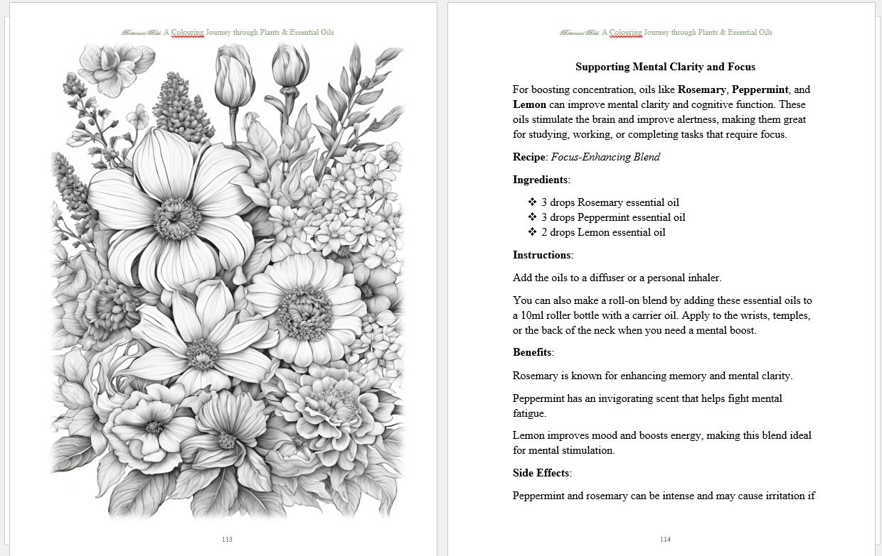 Botanical Bliss: A Colouring Journey Through Plants & Essential Oils
